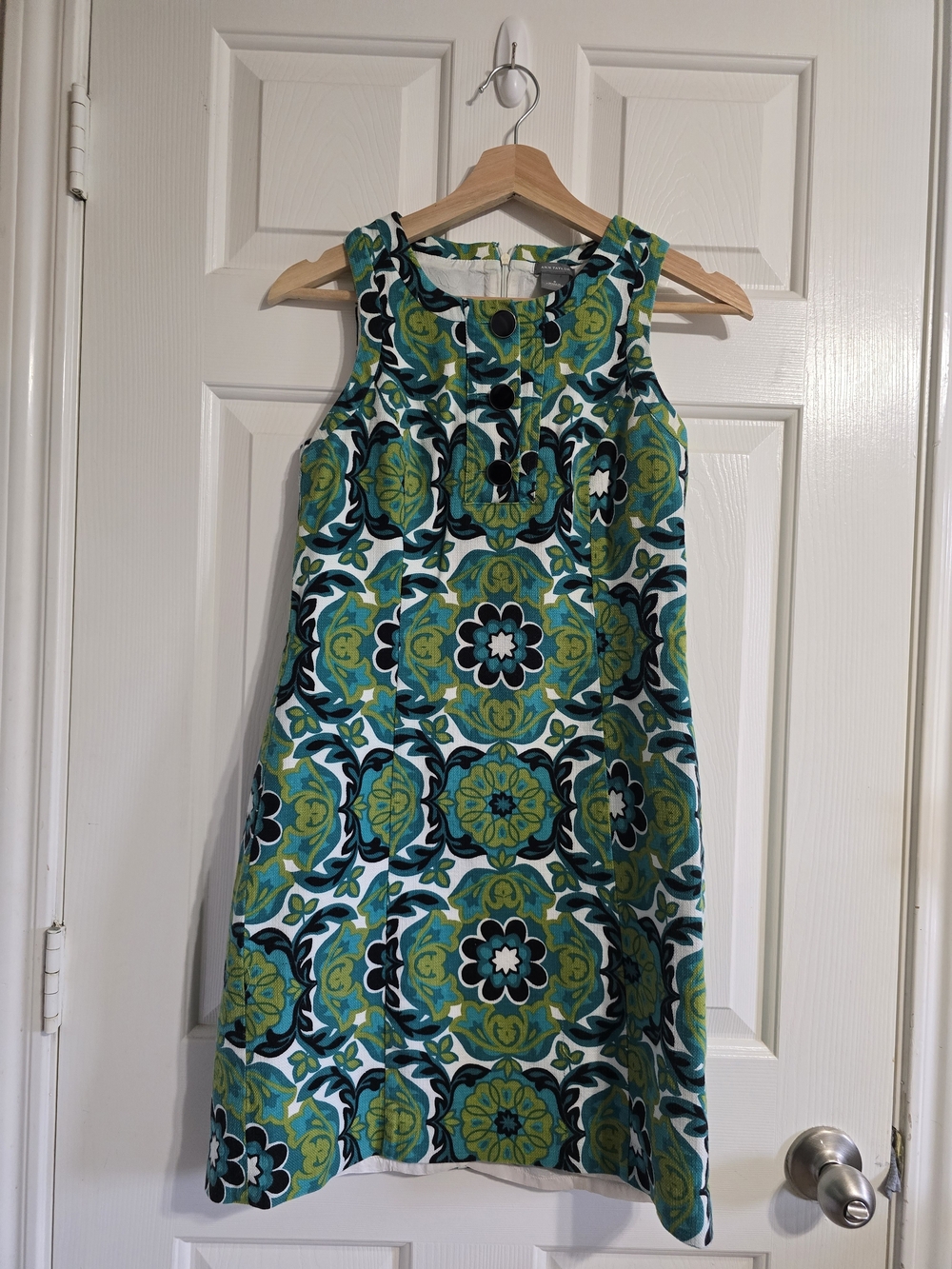 Ann Taylor Floral Shift Dress Round Neck Sleeveless Knee Lined Zip 0 Blue